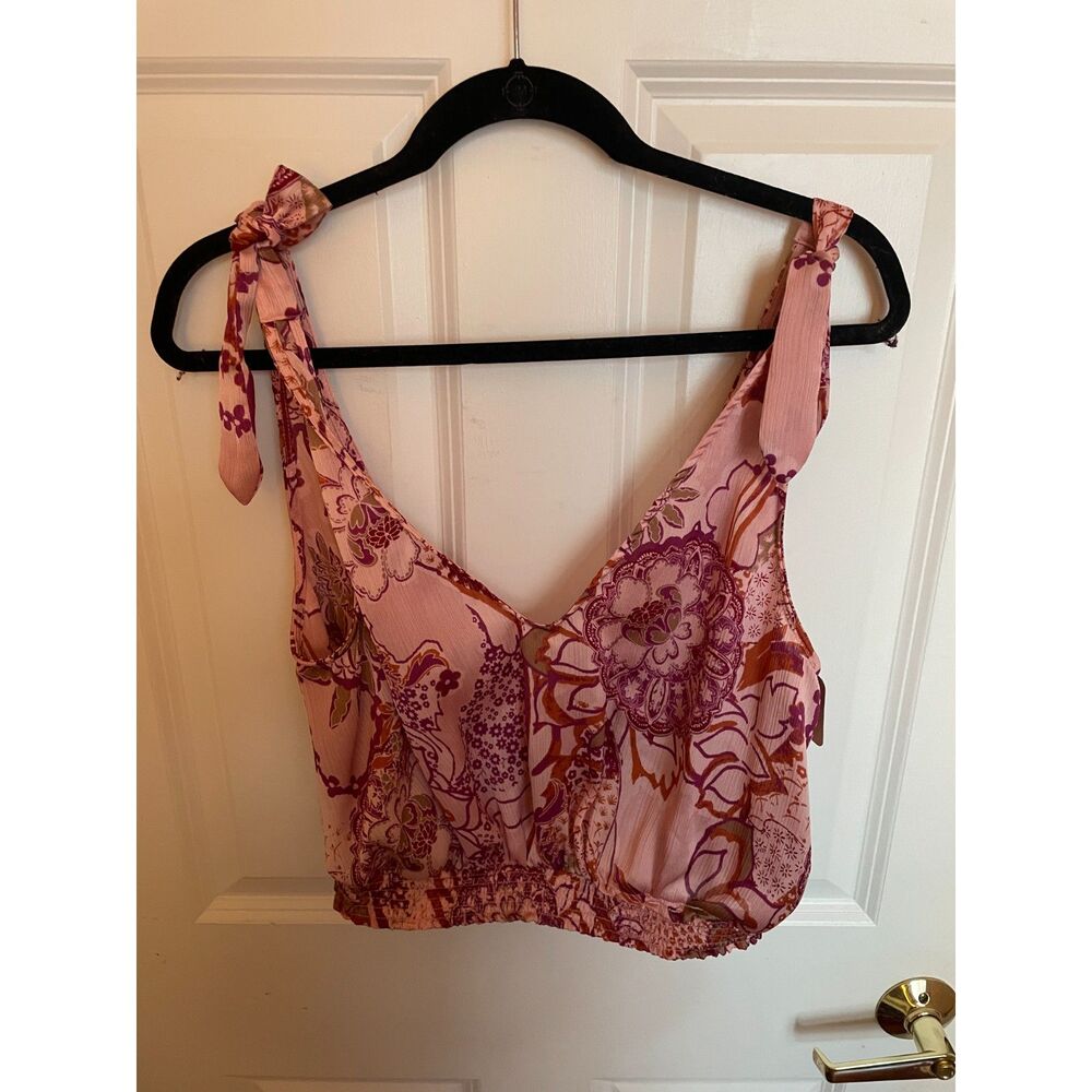 Free People NWT Weekend in Montauk Crop Top L Floral Soft Feminine Boho Beachy - Picture 5 of 11